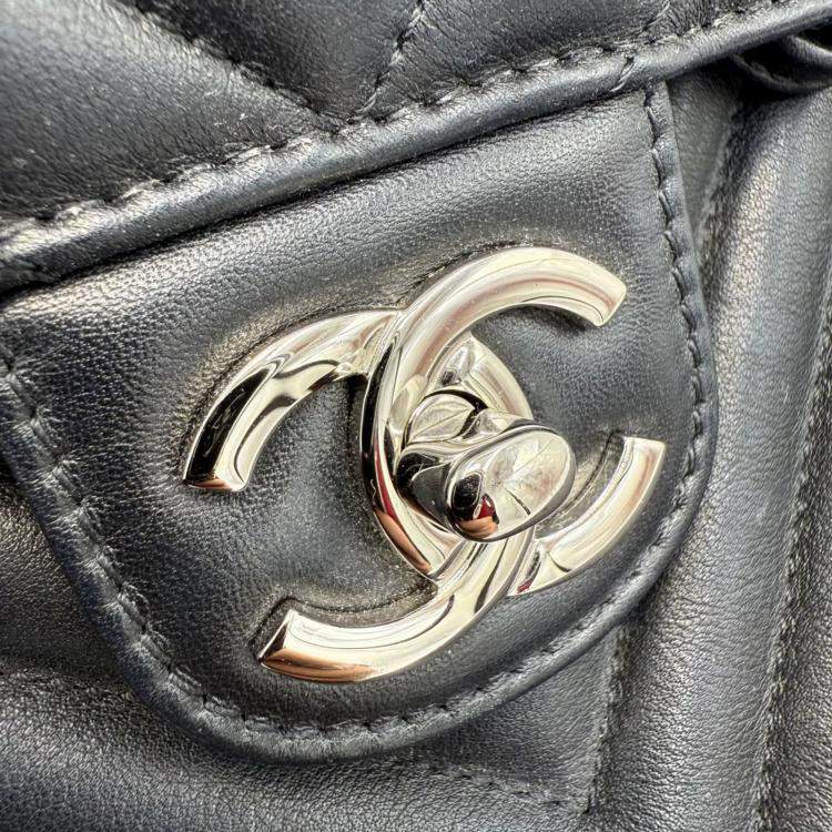 Pre Owned Chanel Black Quilted Calfskin Chevron Urban Spirit Backpack Bag