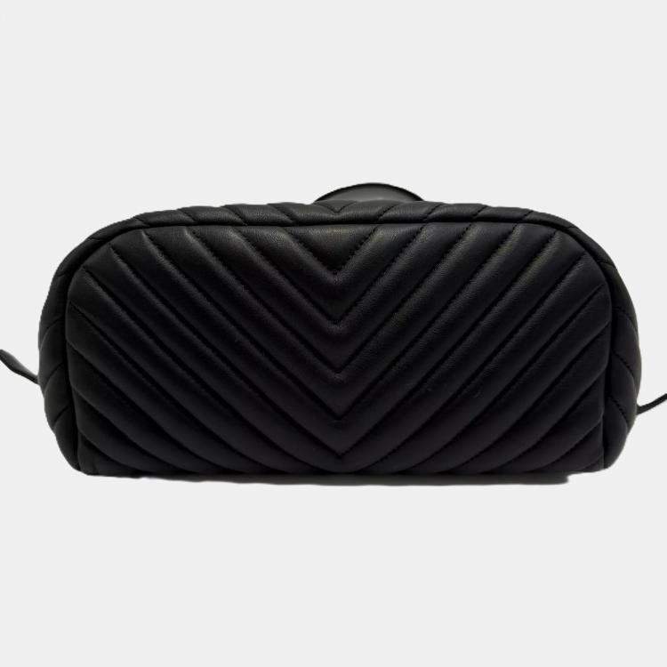 Pre Owned Chanel Black Quilted Calfskin Chevron Urban Spirit Backpack Bag