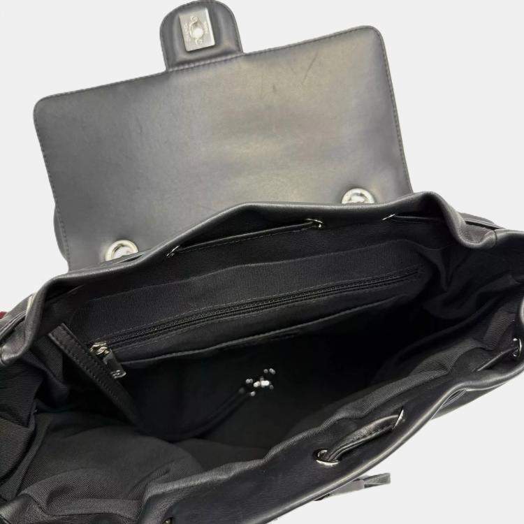 Pre Owned Chanel Black Quilted Calfskin Chevron Urban Spirit Backpack Bag