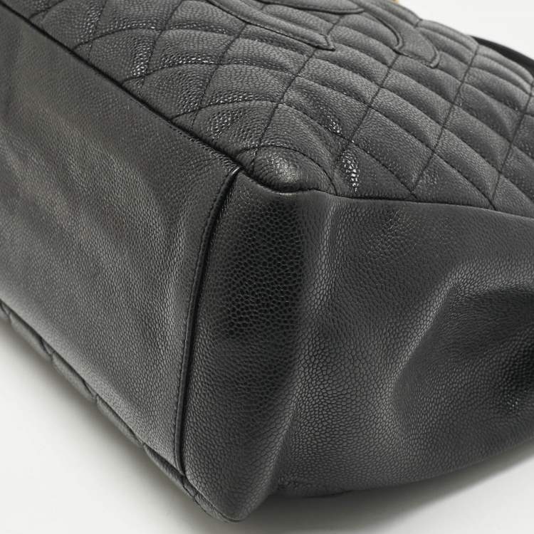 Pre Owned Chanel Black Quilted Caviar Leather GST Shopper Tote