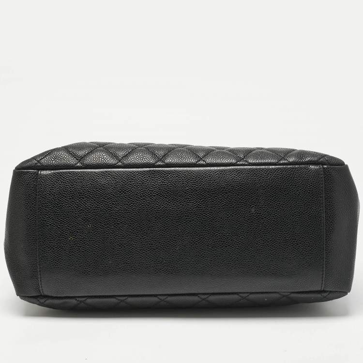 Pre Owned Chanel Black Quilted Caviar Leather GST Shopper Tote