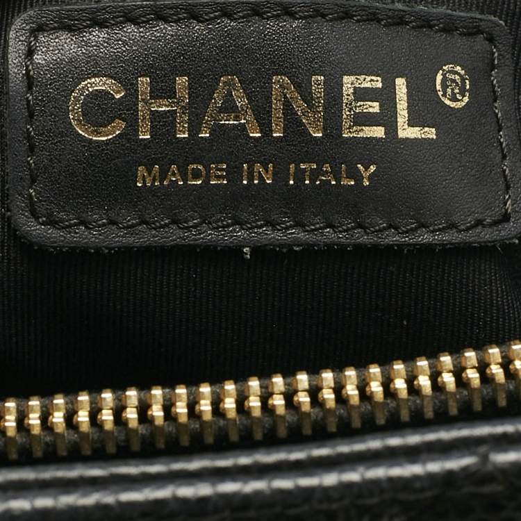 Pre Owned Chanel Black Quilted Caviar Leather GST Shopper Tote