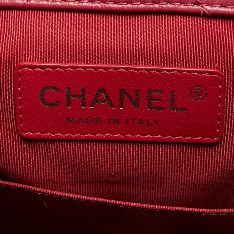 Pre Owned Chanel Dark Pink Chevron Leather Small Gabrielle Backpack
