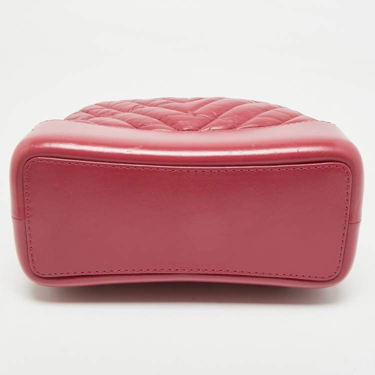 Pre Owned Chanel Dark Pink Chevron Leather Small Gabrielle Backpack