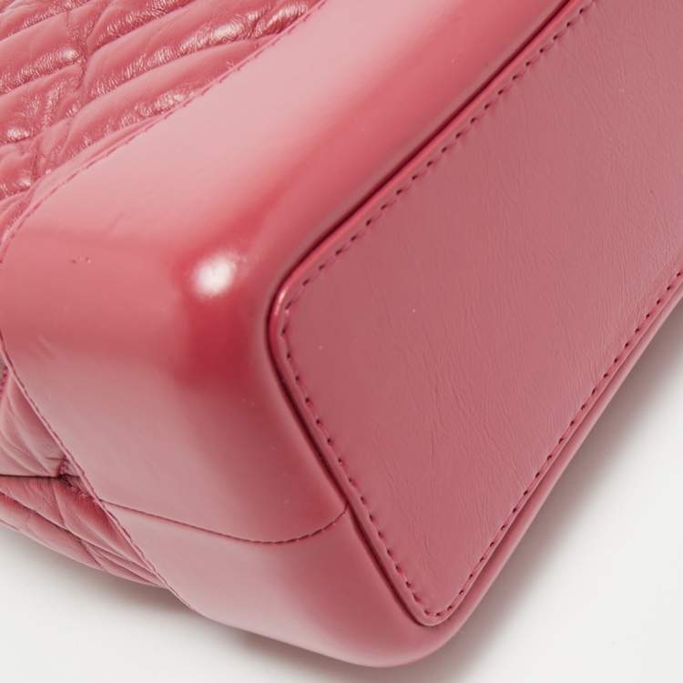 Pre Owned Chanel Dark Pink Chevron Leather Small Gabrielle Backpack