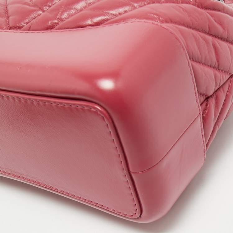 Pre Owned Chanel Dark Pink Chevron Leather Small Gabrielle Backpack