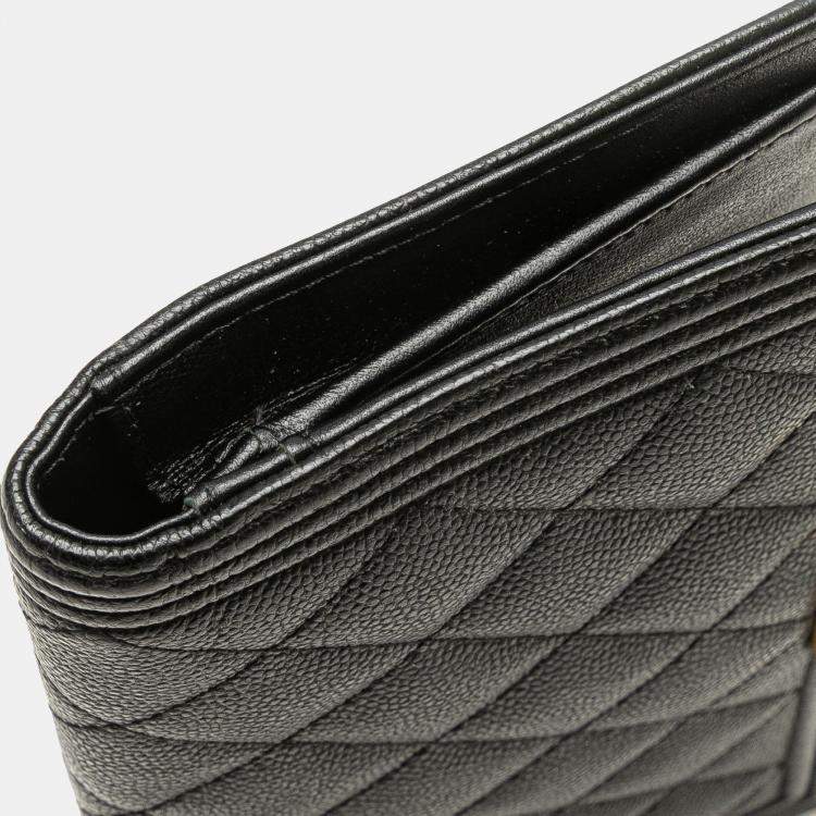 Pre Owned Chanel Black Quilted Caviar Boy Yen Long Wallet