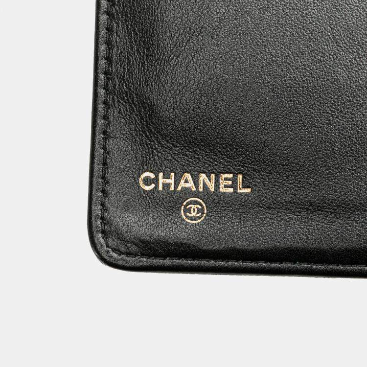 Pre Owned Chanel Black Quilted Caviar Boy Yen Long Wallet