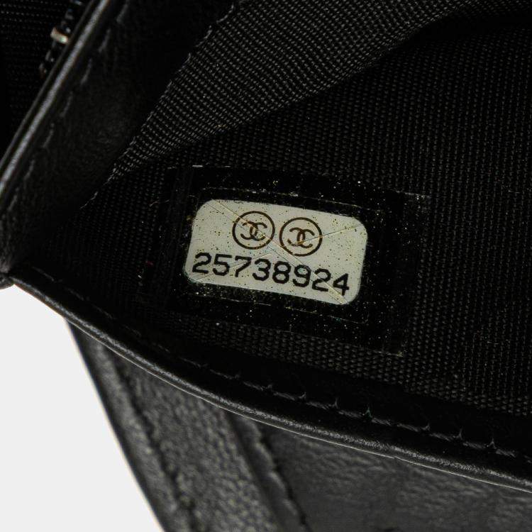Pre Owned Chanel Black Quilted Caviar Boy Yen Long Wallet