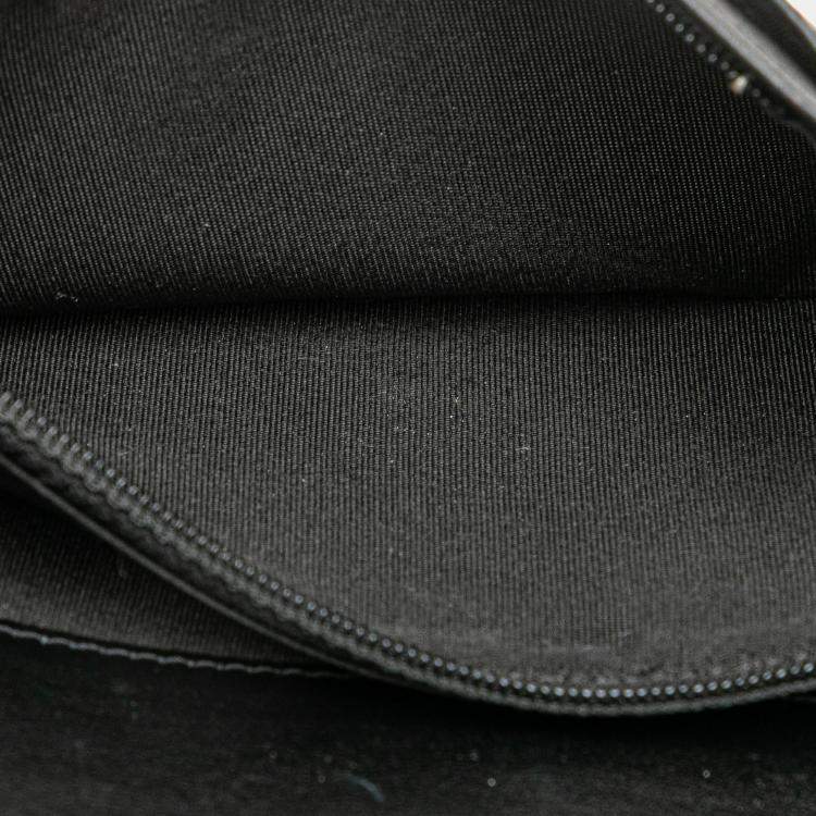Pre Owned Chanel Black Quilted Caviar Boy Yen Long Wallet