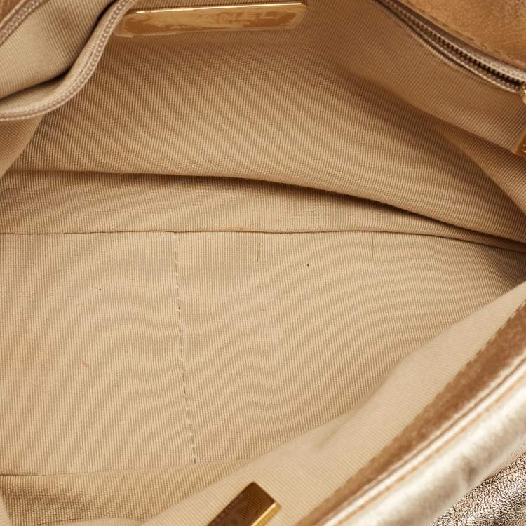 Pre Owned Chanel Gold Quilted Leather Small 19 Flap Bag