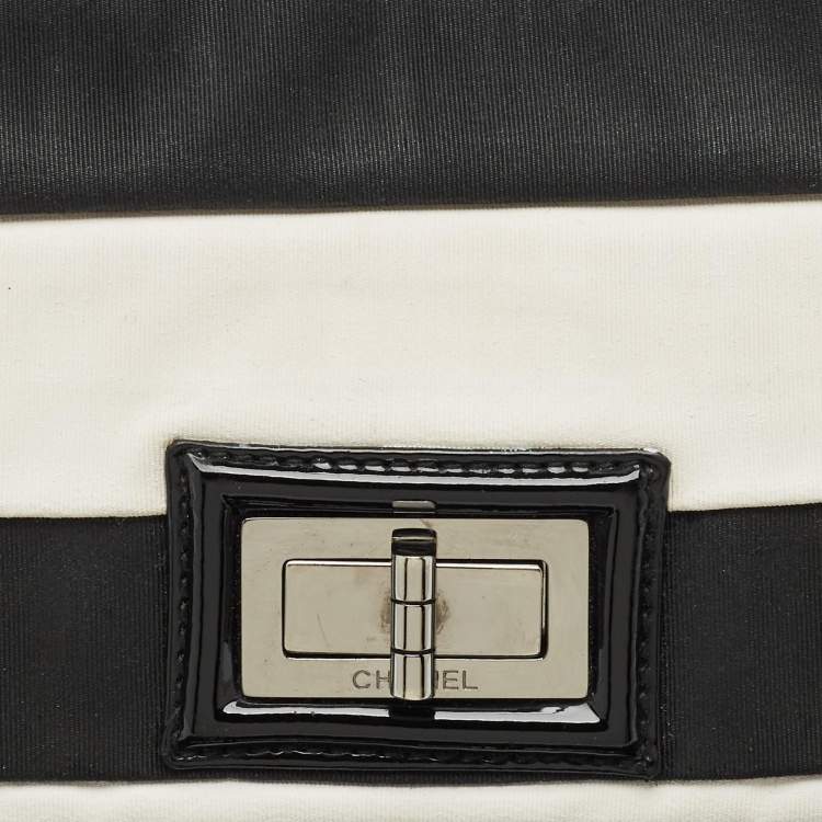 Pre Owned Chanel Black/White Nylon Reissue Flap Shoulder Bag