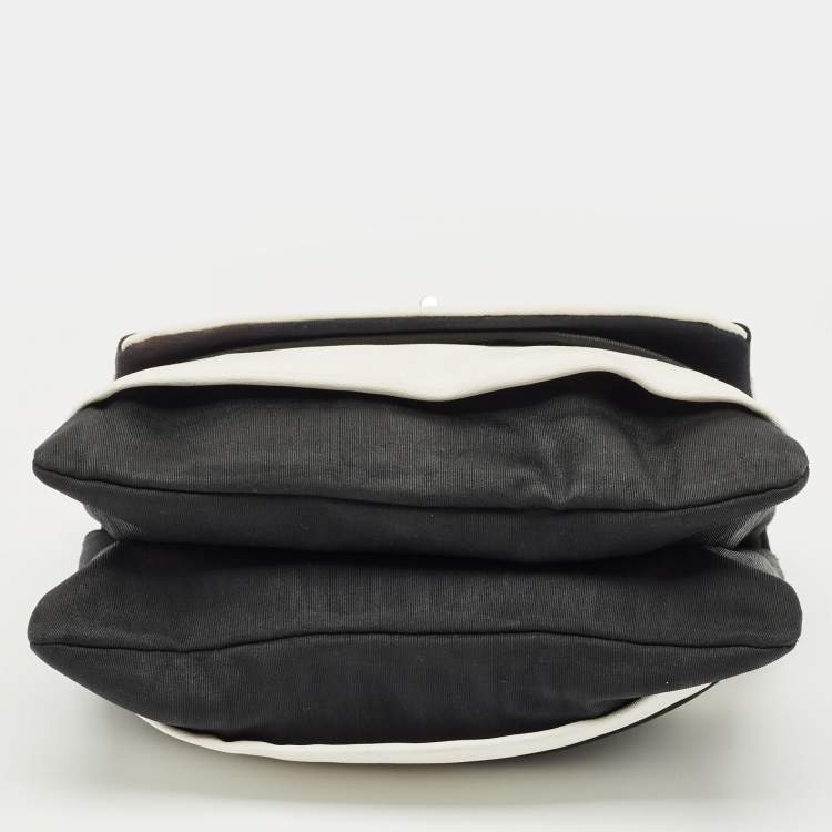 Pre Owned Chanel Black/White Nylon Reissue Flap Shoulder Bag