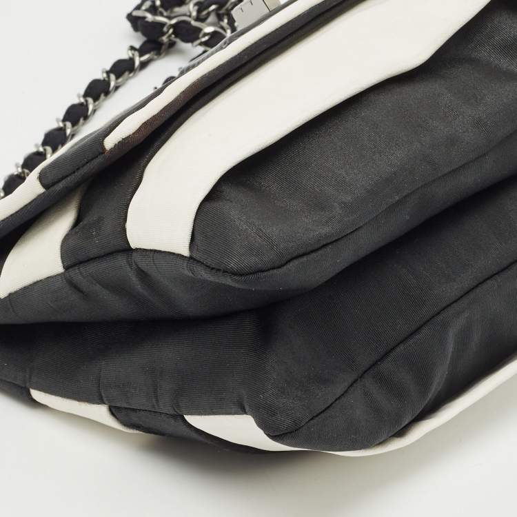 Pre Owned Chanel Black/White Nylon Reissue Flap Shoulder Bag