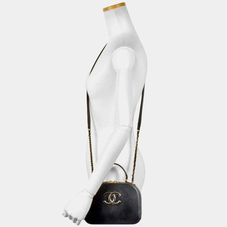Pre Owned Chanel Vanity Black Lambskin Shoulder Bag