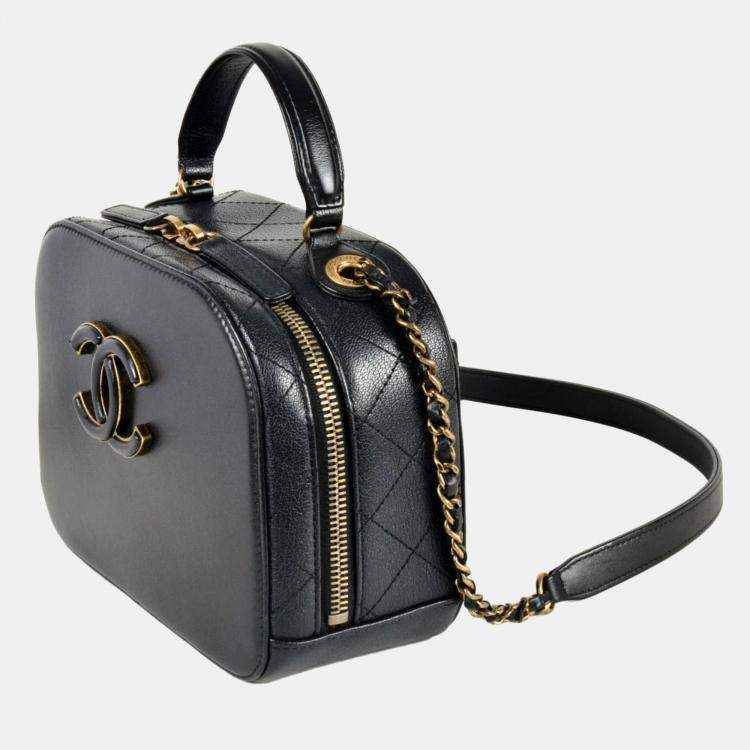 Pre Owned Chanel Vanity Black Lambskin Shoulder Bag