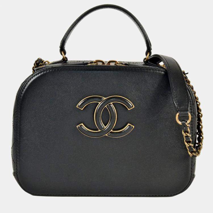 Pre Owned Chanel Vanity Black Lambskin Shoulder Bag