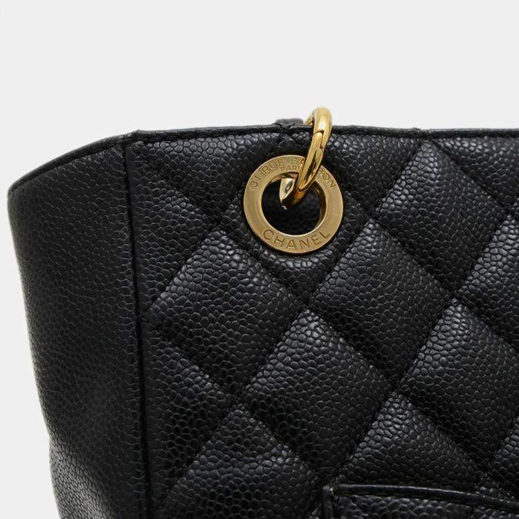 Pre Owned Chanel PST Black Leather Tote Bag