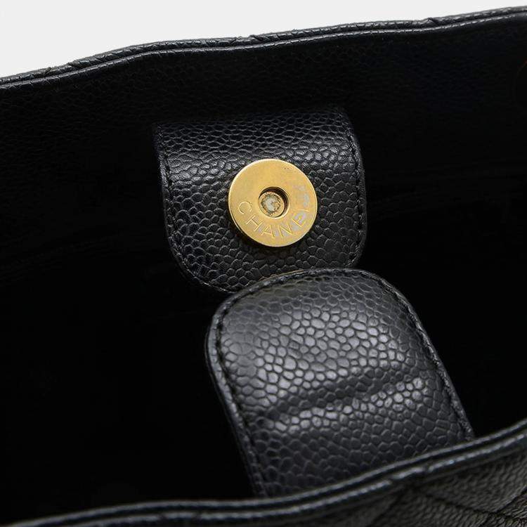 Pre Owned Chanel PST Black Leather Tote Bag