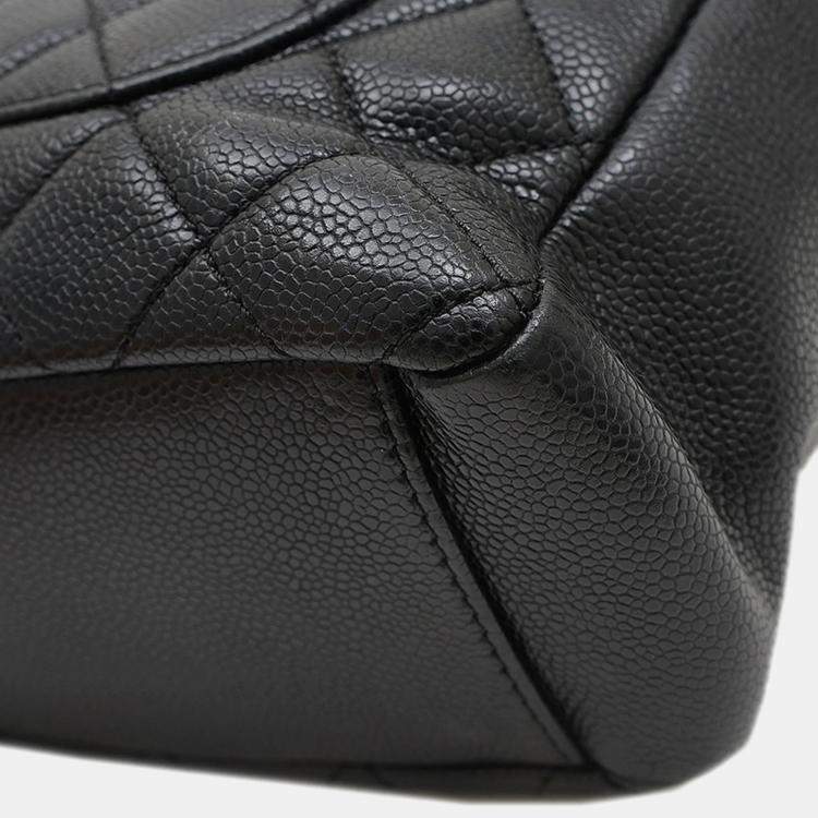 Pre Owned Chanel PST Black Leather Tote Bag