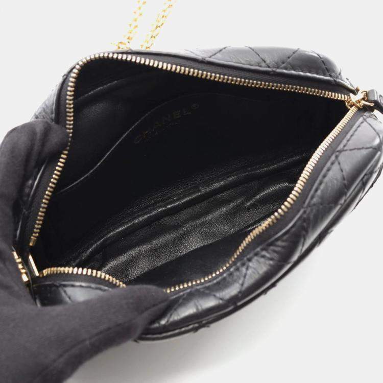 Pre Owned Chanel Chevron V-Stitch Black Calfskin Shoulder Bag