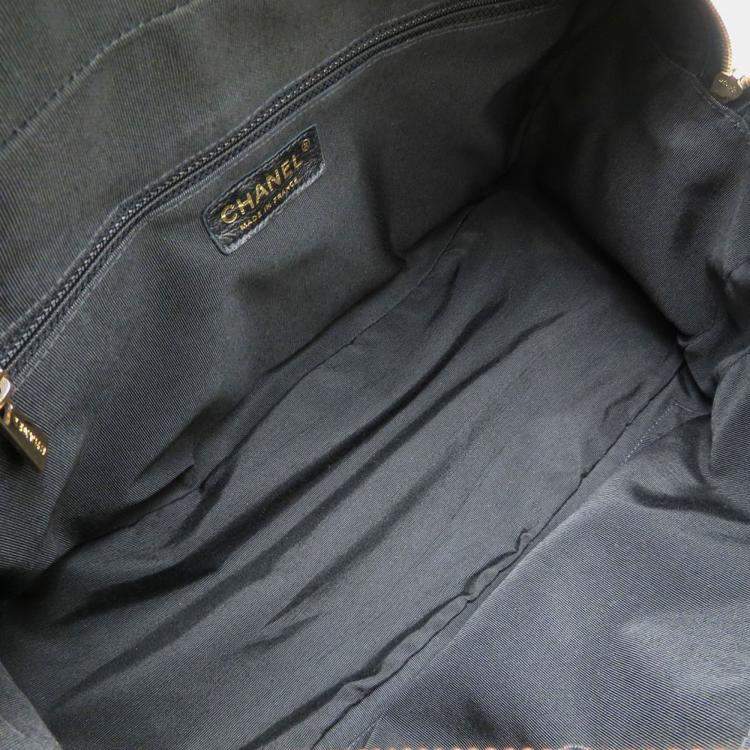 Pre Owned Chanel Black Caviar Leather Chain Tote Bag 