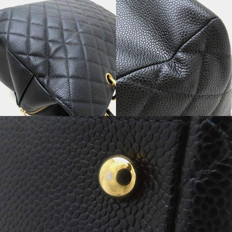 Pre Owned Chanel Black Caviar Leather Chain Tote Bag 