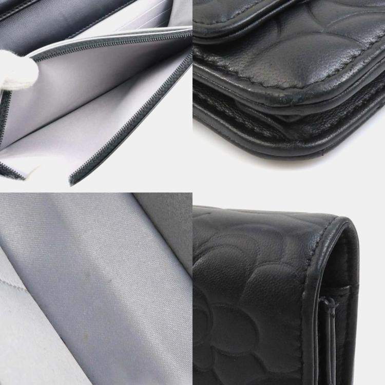Pre Owned Chanel Camellia Black Wallet on Chain