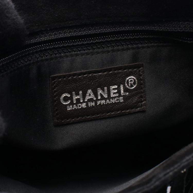 Pre Owned Chanel Coco Mark Black Suede Tote Handbag SHW