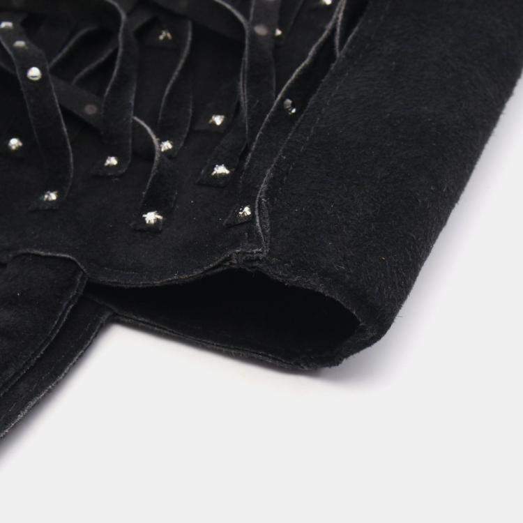 Pre Owned Chanel Coco Mark Black Suede Tote Handbag SHW