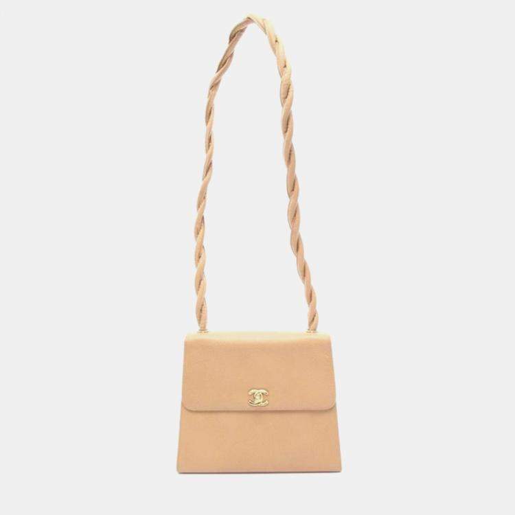 Pre Owned Chanel Twist CC Beige Leather Shoulder Bag
