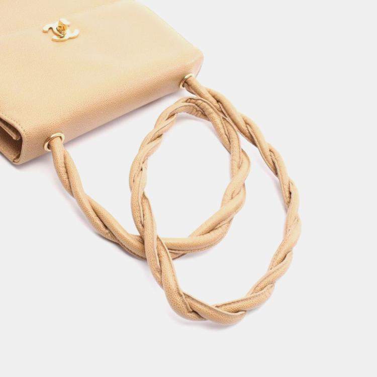 Pre Owned Chanel Twist CC Beige Leather Shoulder Bag