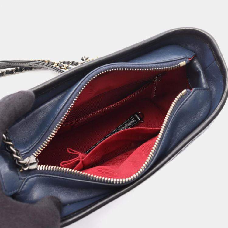 Pre Owned Chanel Gabrielle Small Blue Black Leather Hobo Bag