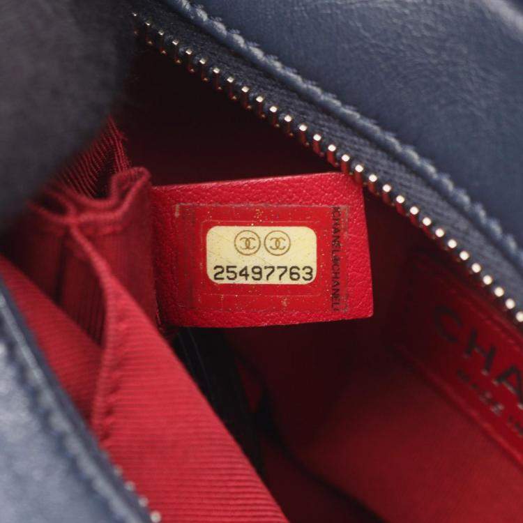 Pre Owned Chanel Gabrielle Small Blue Black Leather Hobo Bag