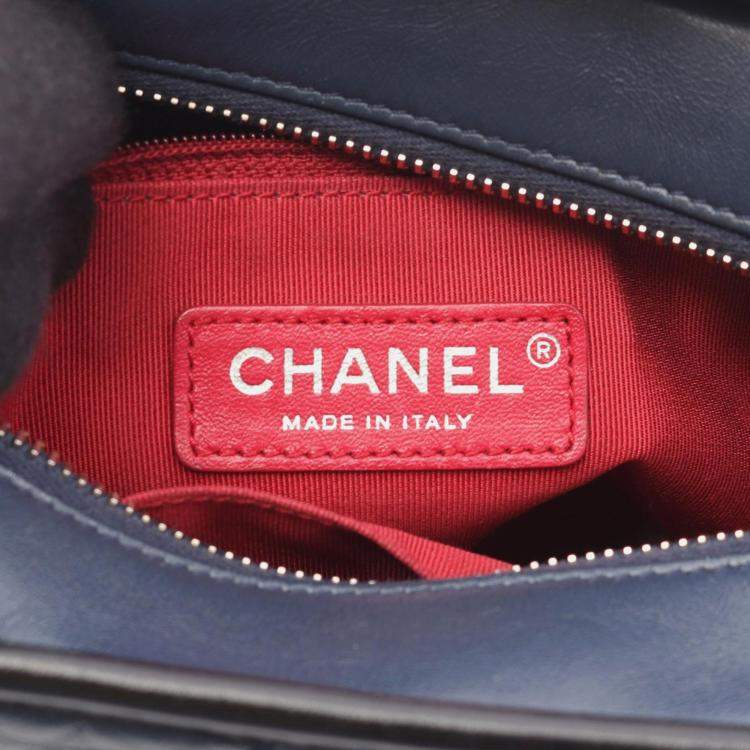Pre Owned Chanel Gabrielle Small Blue Black Leather Hobo Bag