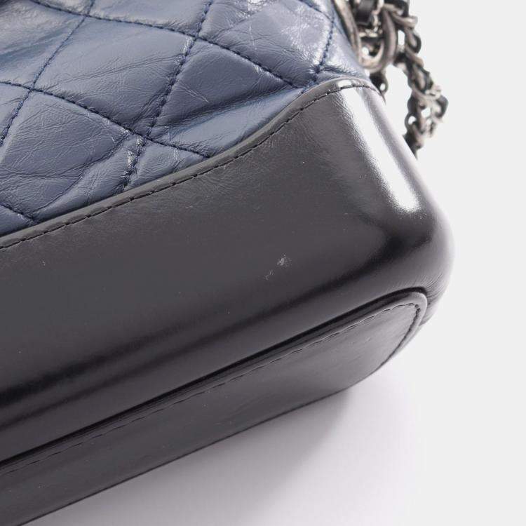 Pre Owned Chanel Gabrielle Small Blue Black Leather Hobo Bag