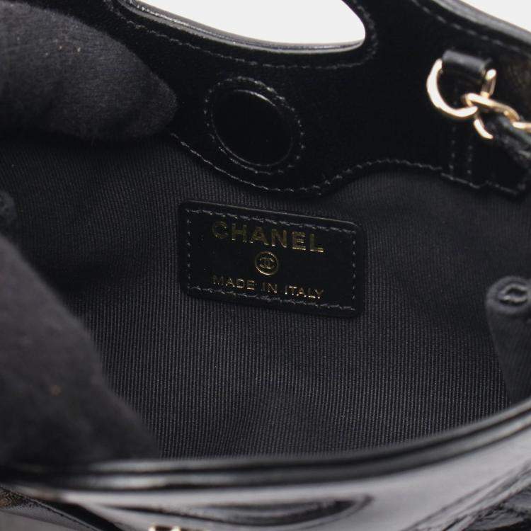 Pre Owned Chanel Micro 31 Black Leather Clutch Bag