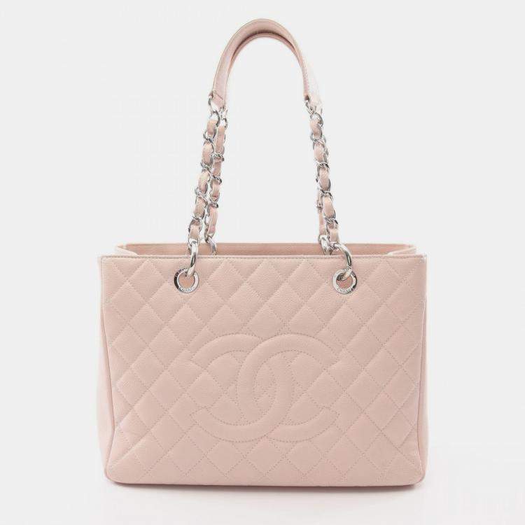 Pre Owned Chanel Matelasse GST Pink Leather Tote Bag