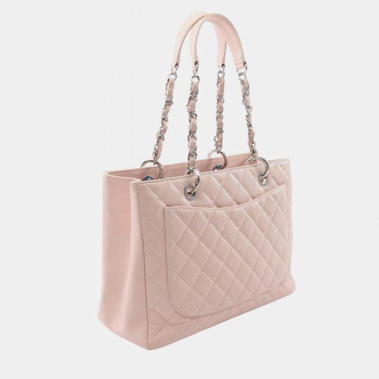 Pre Owned Chanel Matelasse GST Pink Leather Tote Bag