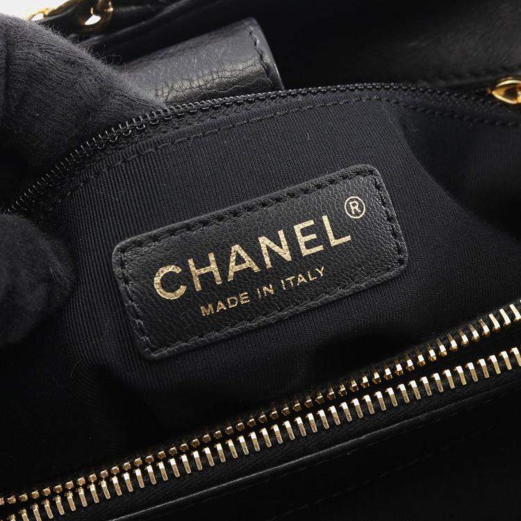 Pre Owned Chanel Matelassé Black Lambskin Leather Chain Shoulder Tote Bag GHW