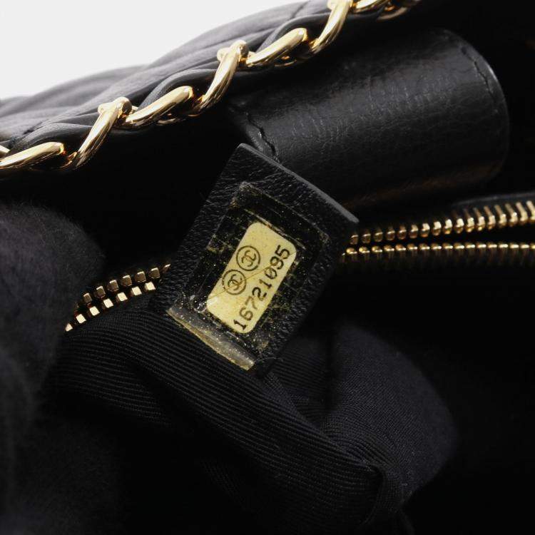 Pre Owned Chanel Matelassé Black Lambskin Leather Chain Shoulder Tote Bag GHW