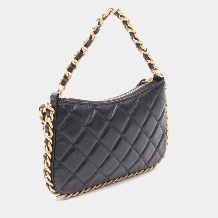 Pre Owned Chanel Chain Around Black Lambskin Chain Shoulder Bag