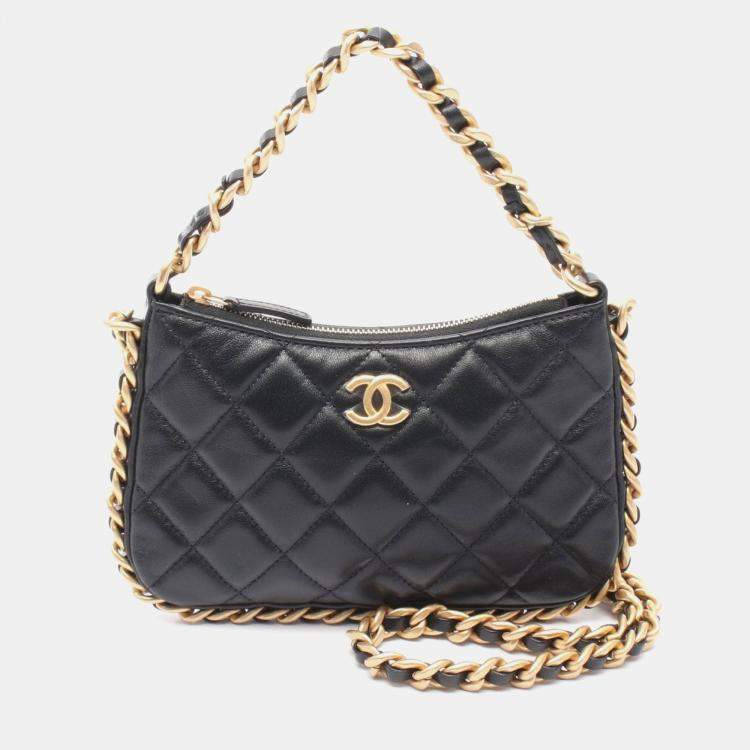 Pre Owned Chanel Chain Around Black Lambskin Chain Shoulder Bag