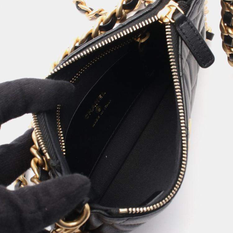 Pre Owned Chanel Chain Around Black Lambskin Chain Shoulder Bag