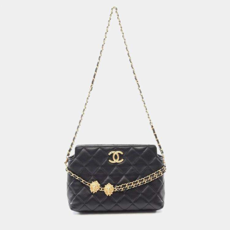 Pre Owned Chanel Matelasse Black Lambskin Crossbody Bag