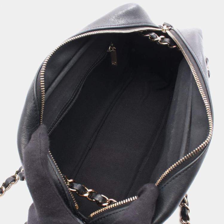 Pre Owned Chanel V-Stitch Chevron Black Lambskin Chain Shoulder Bag