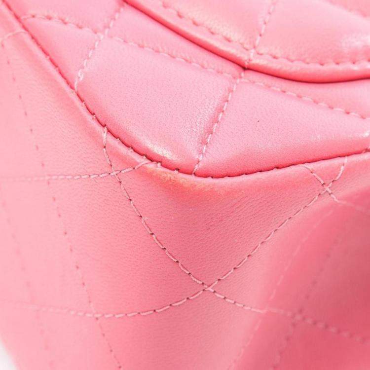 Pre Owned Chanel Flap Pink Leather Crossbody Bag