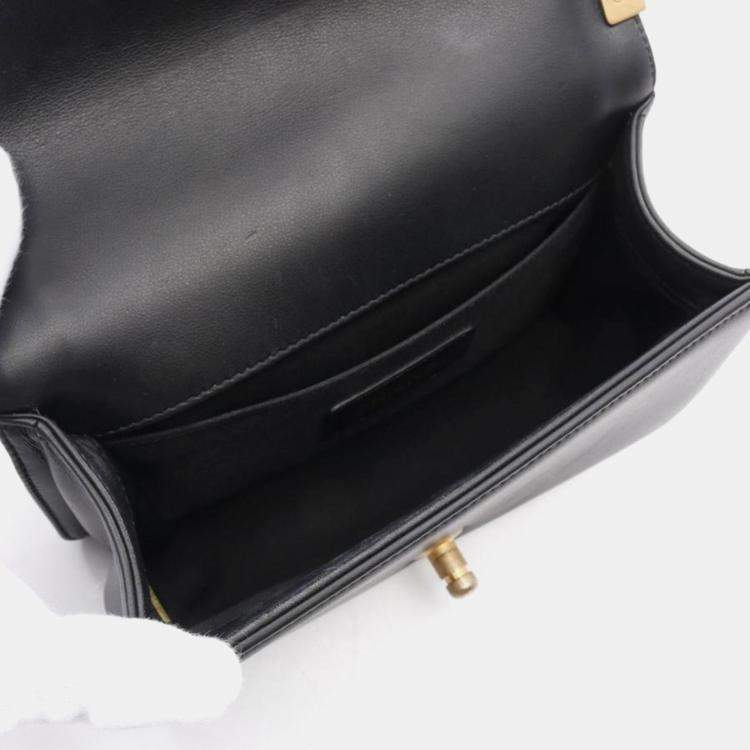 Pre Owned Chanel Boy Small Black Leather Chain Shoulder Bag