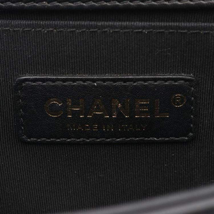 Pre Owned Chanel Boy Small Black Leather Chain Shoulder Bag