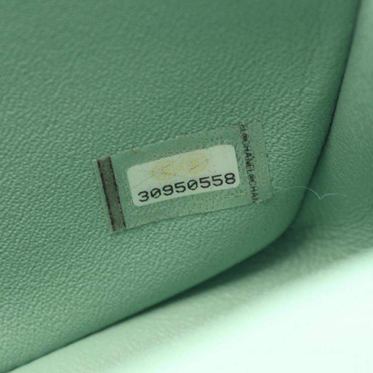 Pre Owned Chanel Matelasse Mini Green Lambskin Chain Shoulder Bag